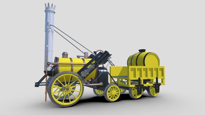 Stephensons Rocket Steam Engine 3D Model