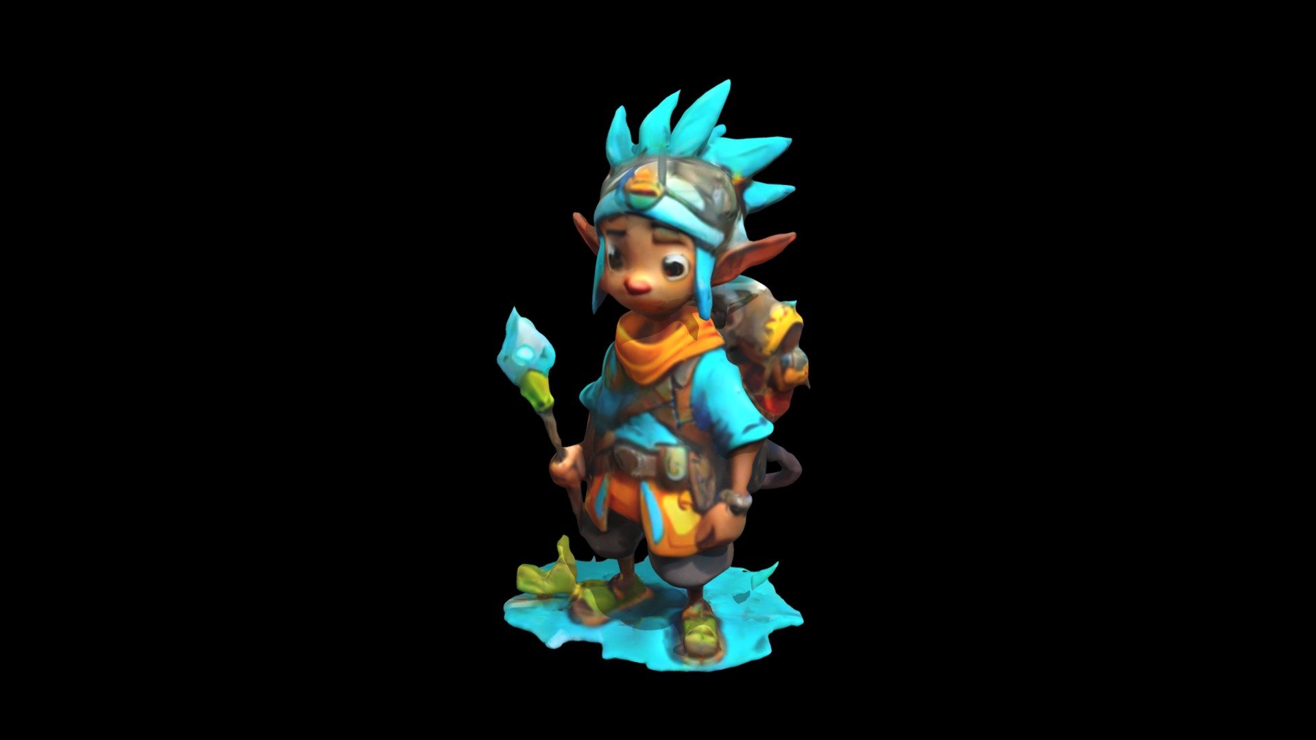 a cartoon character with blue hair and a back - Download Free 3D model ...