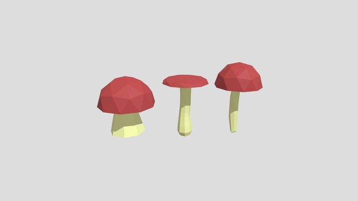 Low Poly Mushrooms 3D Model
