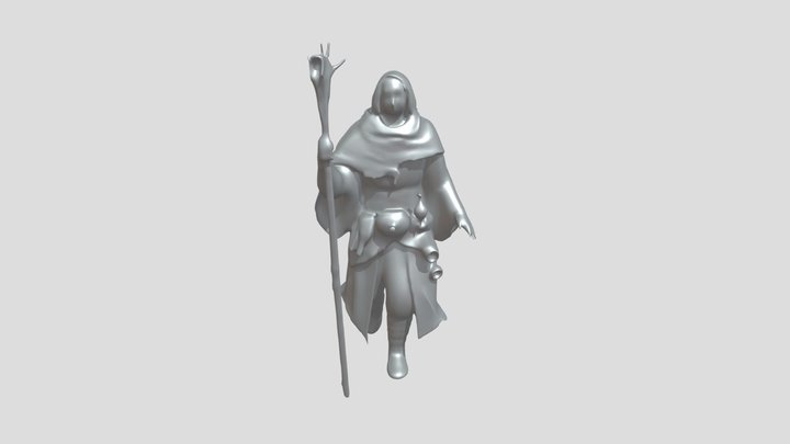 fantasy wizard with staff 3D Model