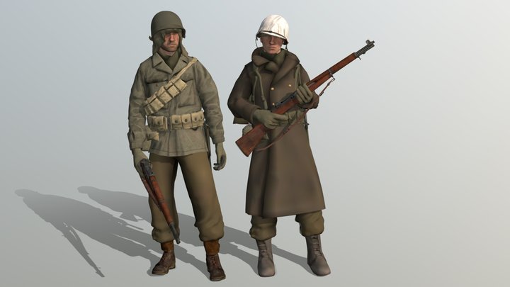 US Infantry - Winter 1944 3D Model