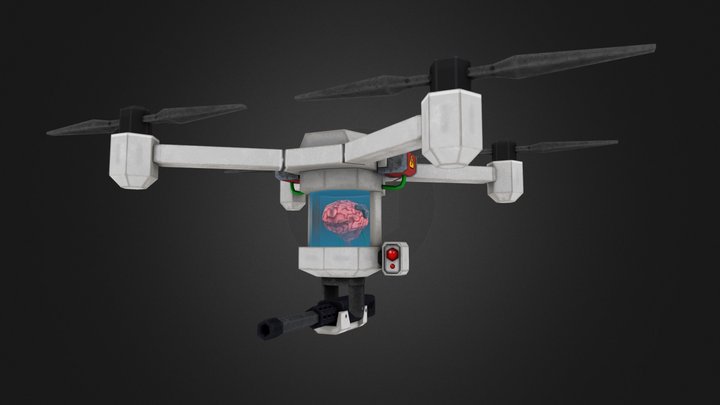 Low Poly Brain Drone 3D Model