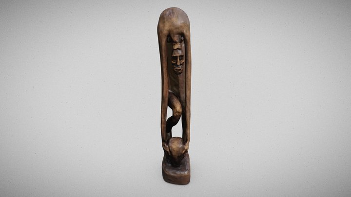 Guadeloupe Woman Wooden Sculpture 3D Model