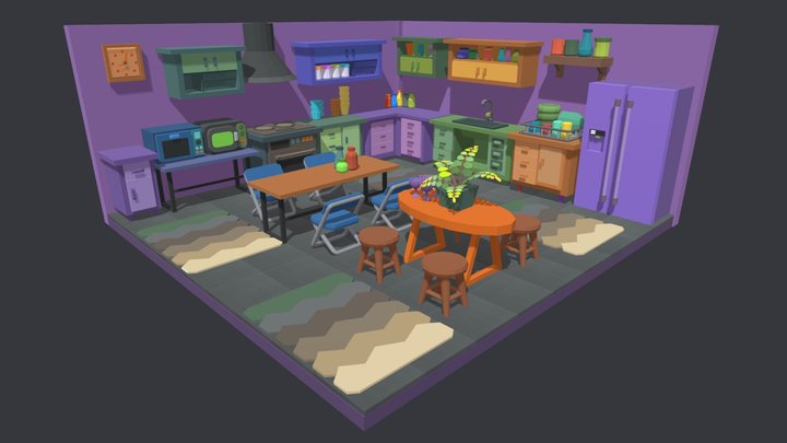 Cute Low Poly Furniture Pack - Free 01 3D Model