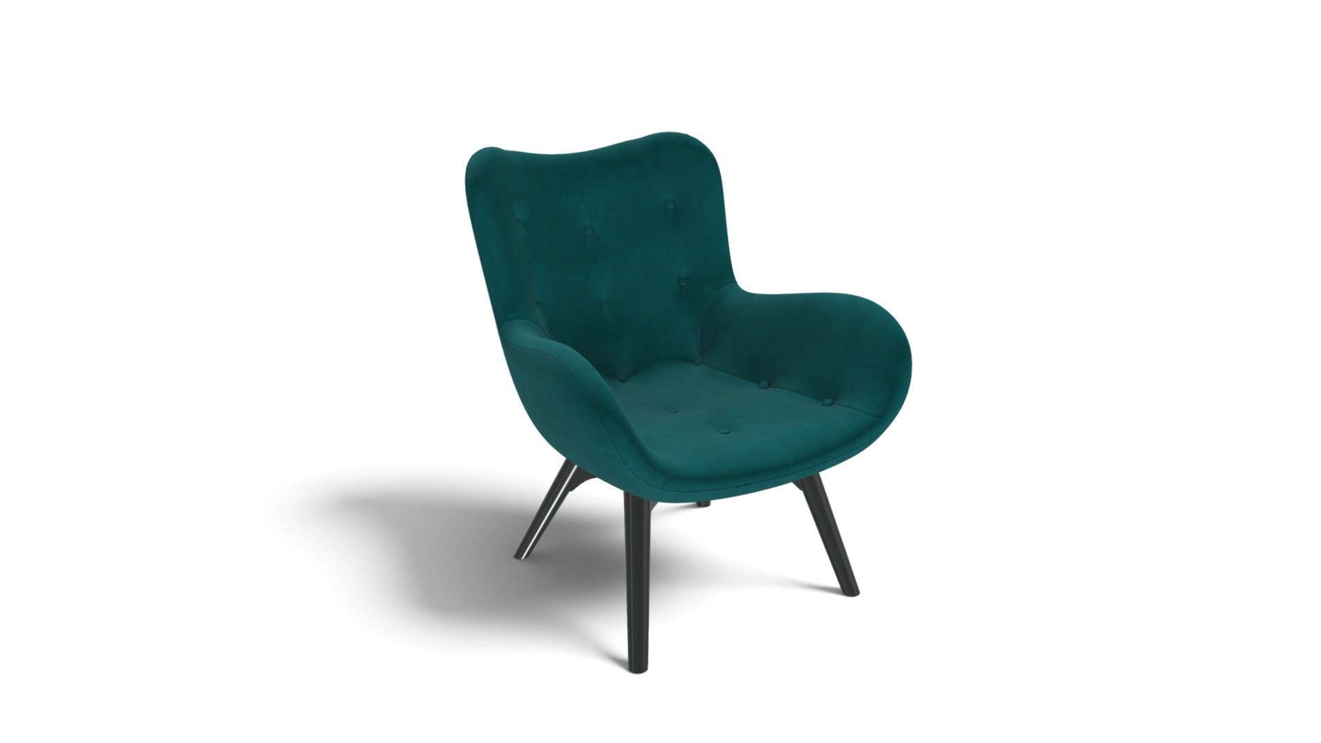 Doris Armchair, Teal Velvet with Black Wood Leg