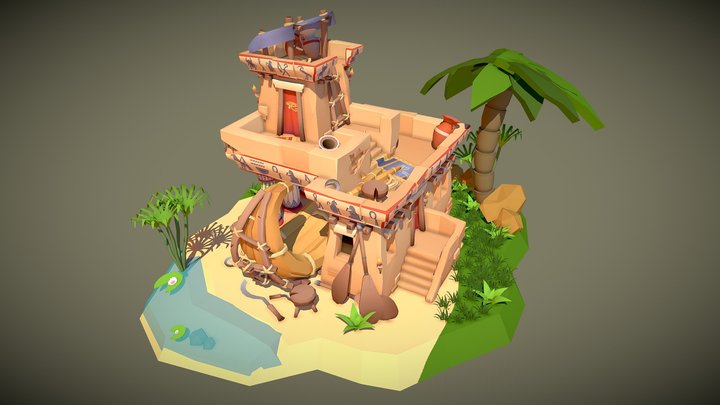 Stylized Egyptian Boatbuilder 3D Model