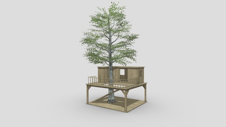 dlX - Tree House(with Tree) 3D Model