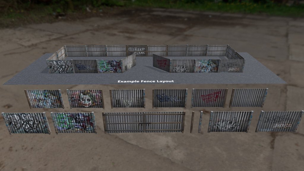 Modular Urban Fence Pack (w/ graffiti textures)