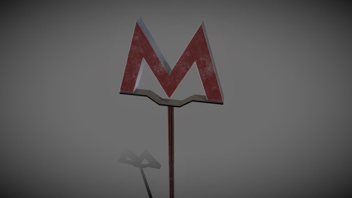 Metro sign (Moscow subway) 3D Model