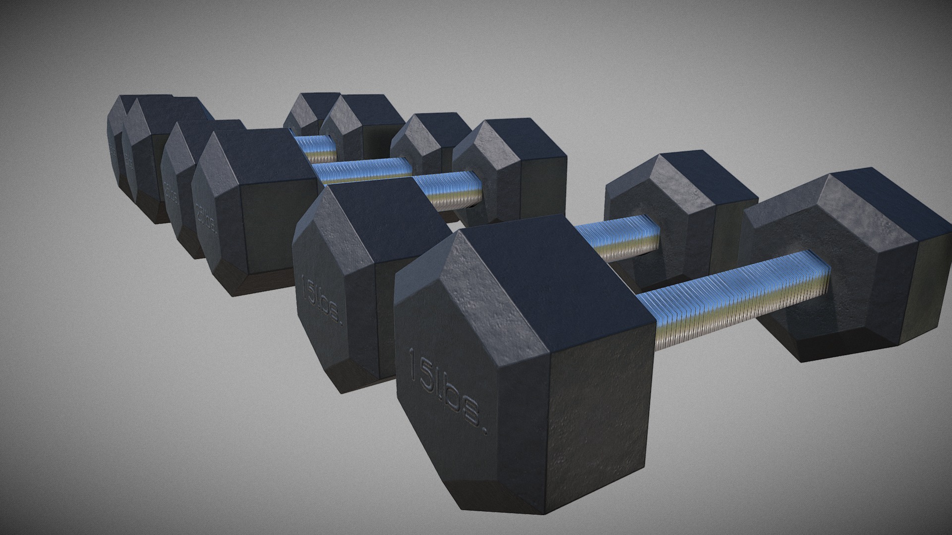 3D model Gym Dumbbells – Low Poly - This is a 3D model of the Gym Dumbbells - Low Poly. The 3D model is about a group of black cubes.
