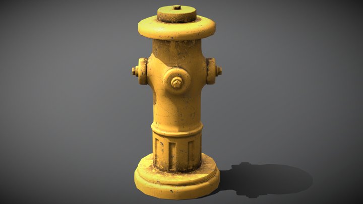 Old fire hydrant (yellow) 3D Model