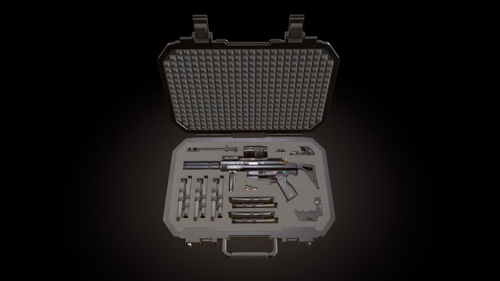 ARES TYPHOON M1 SMG (ATTATCHMENTS & GUN CASE) 3D Model