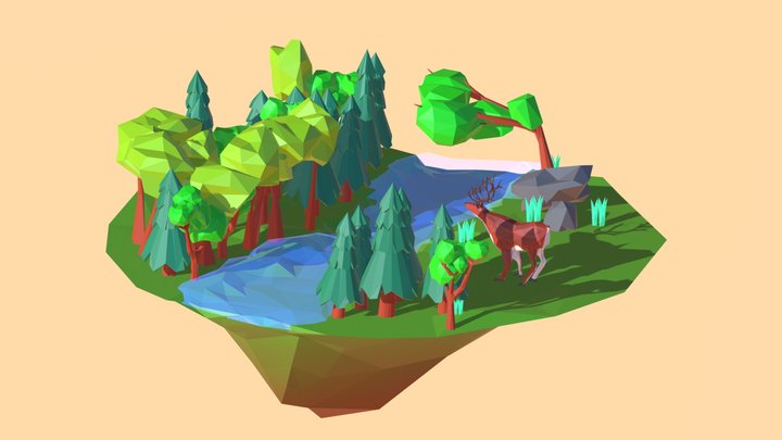 Low poly forest 3D Model