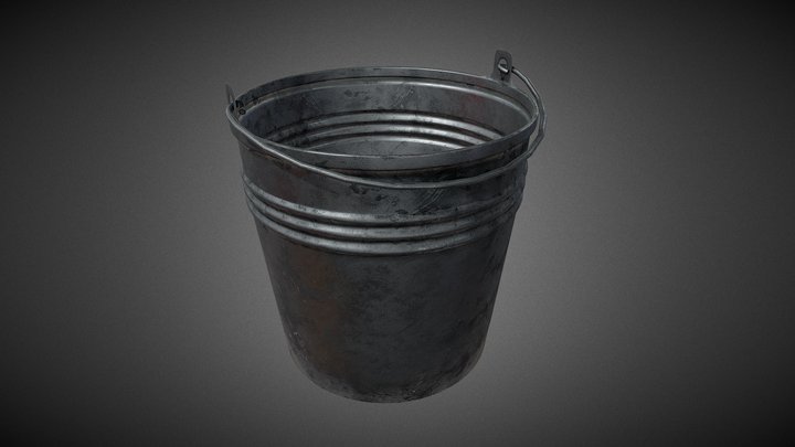 Metal Bucket (Dirty Chrome) 3D Model