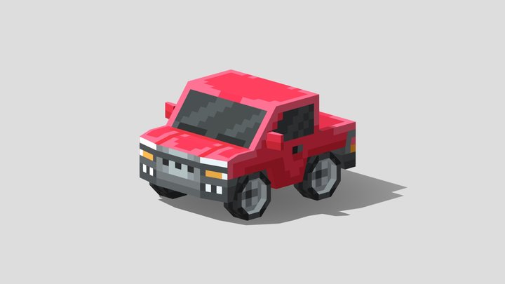 Low-Poly Red Truck 3D Model