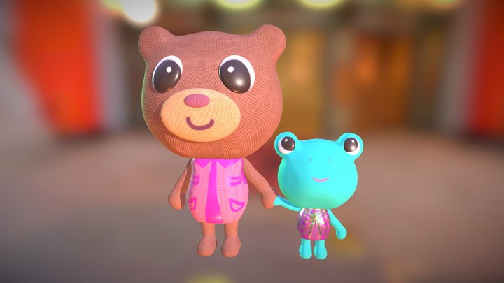 Frog and Bear 3D Model
