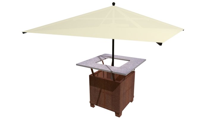 Mange debout avec parasol et chauffage radiant 3D Model