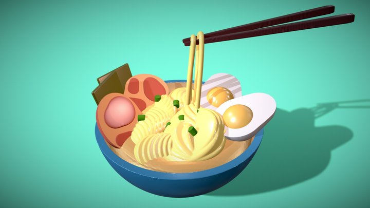Non Veg - Food Ramen Bowl Mid Poly - Delicious