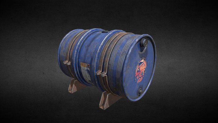 Oil Drums with stand | Low-poly 3D Model