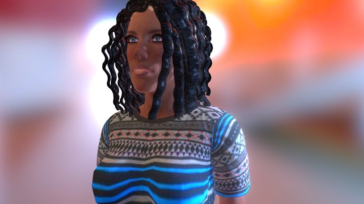 Blue Eyed African Lady 3D Model