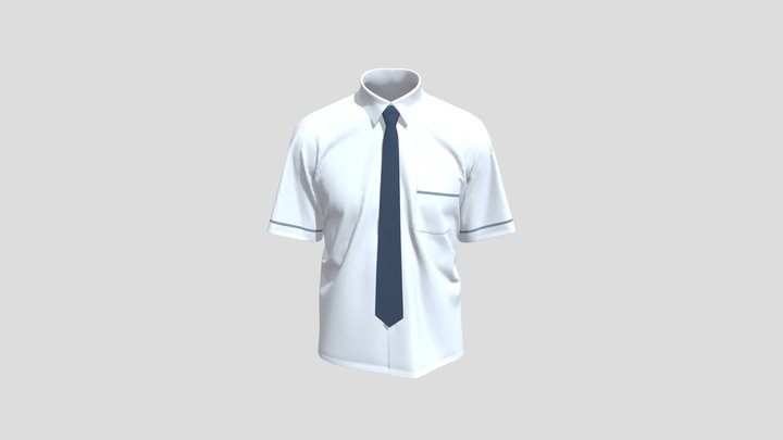 School Uniform Shirt Male with Necktie 3D Model