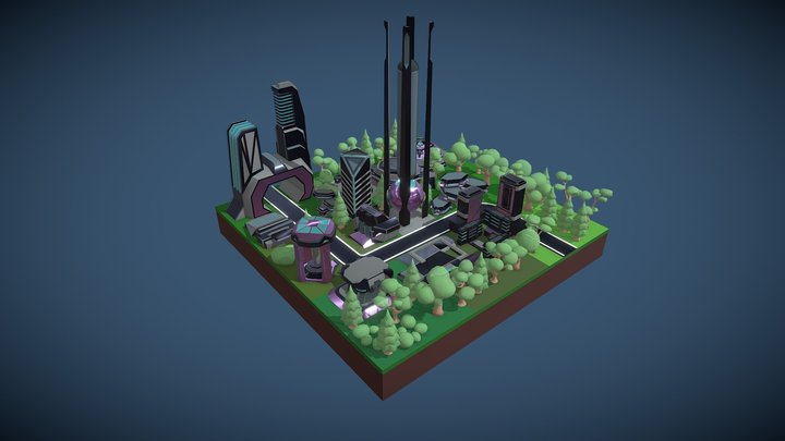 Stylized Futuristic Area 07 3D Model