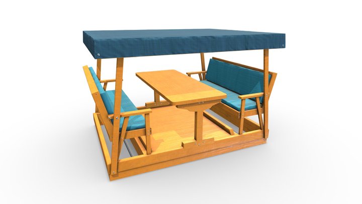 Rocking Chair Bench 3D Model