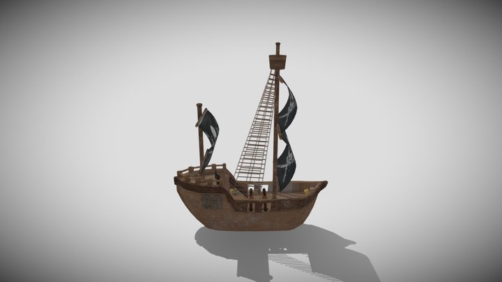 Stylized Water Pirate Ship 3D Model
