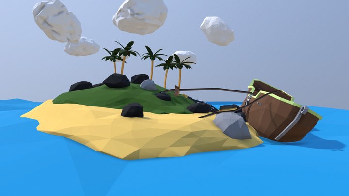 Low poly Island 3D Model