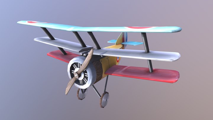 Stylized Sopwith Triplane 3D Model