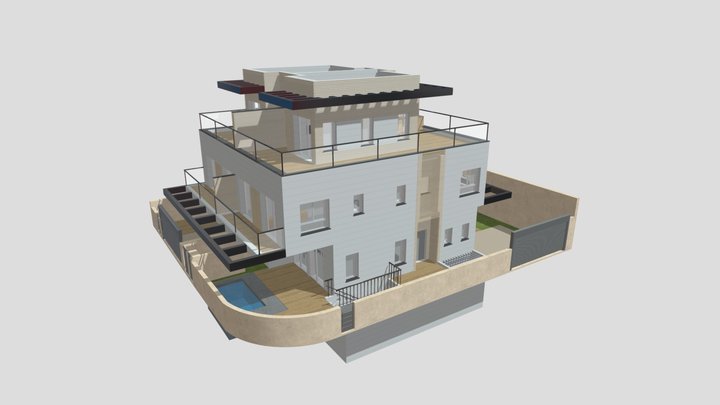 one villa with garden 3D Model