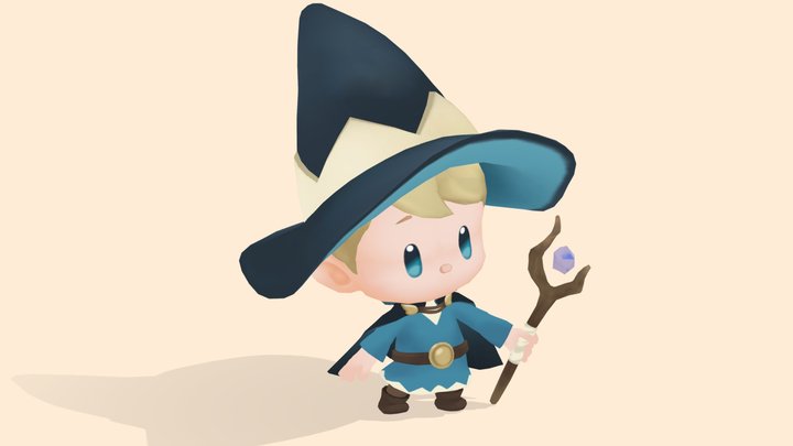 Cute RPG Character - Mage 3D Model