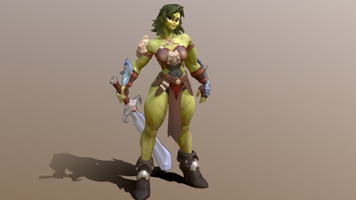 Warrior orc girl 3D Model