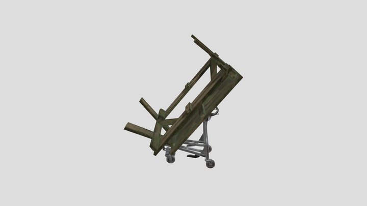 Weird Luggage Cart w/ Wood Bench 3D Model