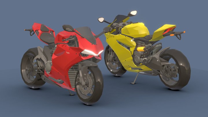 Low-Poly Motorcycle # 7 3D Model