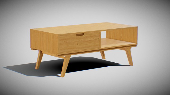 Abril coffee Table pine 3D Model