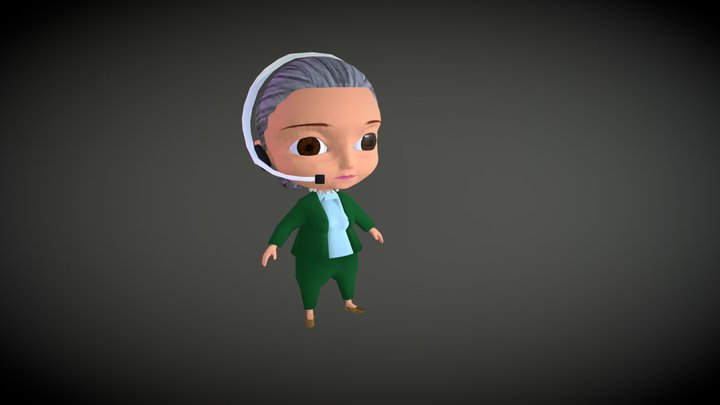Telemarketing old Lady textured 3D Model