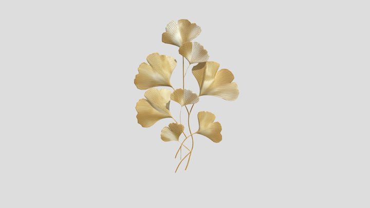 ornamental golden ginkgo leaves arrangement 3D Model