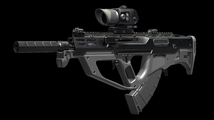 Sci-fi Bullpup Rifle 3D Model