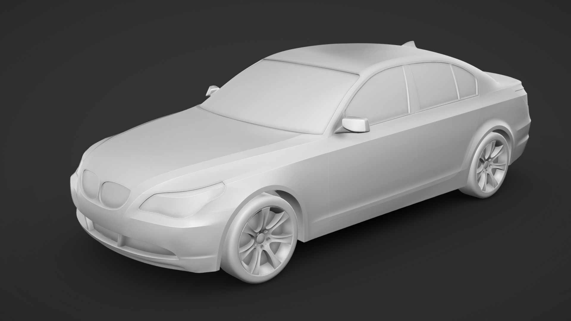 3D model BMW M5 E60 – 3D print - This is a 3D model of the BMW M5 E60 - 3D print. The 3D model is about a white car with a black background.