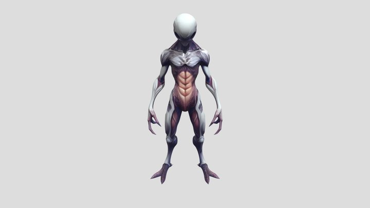 futuristic humanoid alien creature 3D Model