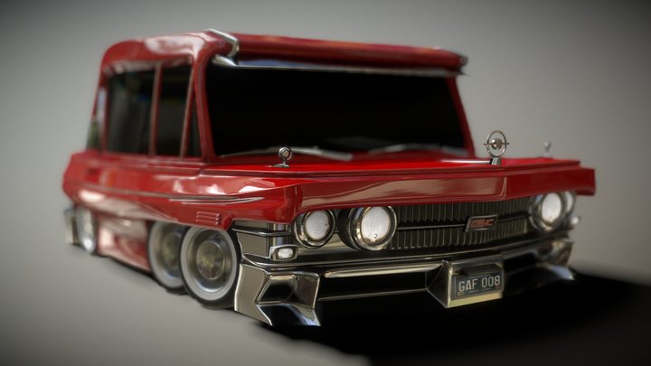 vintage-wagon cartoon car 3D Model