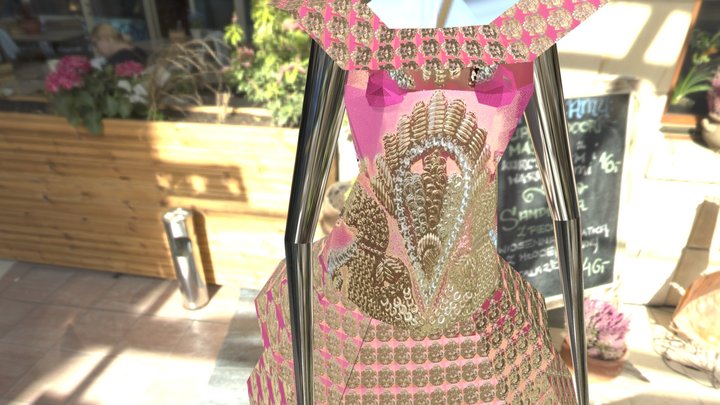 Silk pink dress 3D Model