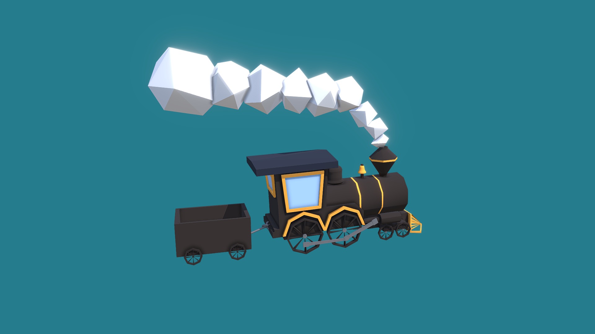 3D model Old steam low poly locomotive - This is a 3D model of the Old steam low poly locomotive. The 3D model is about a computer screen with a blue background.
