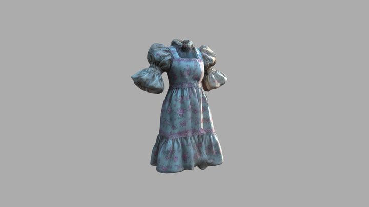Antique shabby chic prairie dress 3D Model
