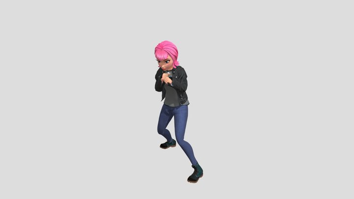 Shadow Boxing girl 3D Model