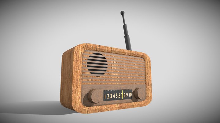 Old Fashioned Radio With Antenna 3D Model