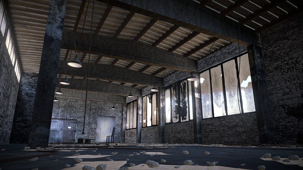 Abandoned Warehouse Interior Scene Download Free 3d Model By