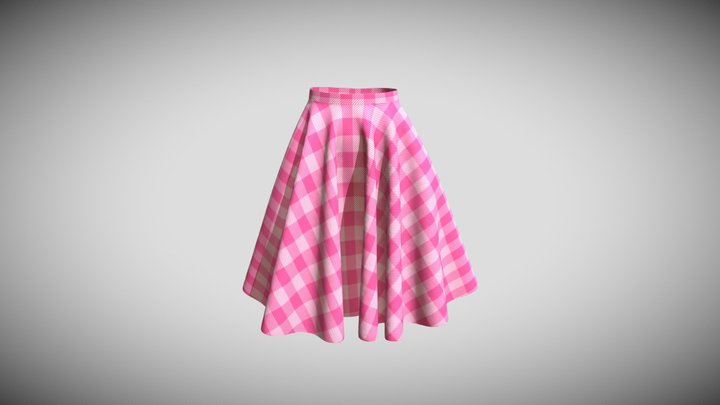 Pink Gingham Circle Skirt 3D Model