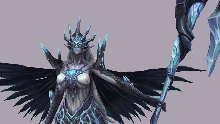Ice Empress - Handpainted texture character 3D Model